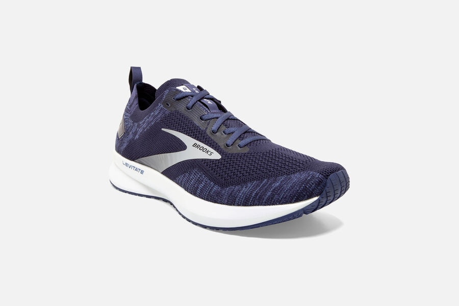 Levitate 4 Road Brooks Running Shoes NZ Mens - Navy/Grey/White - IKQHYO-014